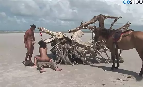 Passionate Threesome on the Beach